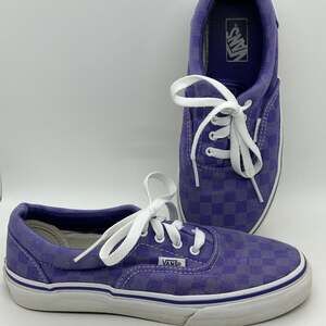 Vans Big Kid Era Purple Checkerboard Low Top Sneakers Size 3